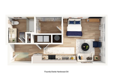 Floor plan for studio, 1 bath, 526 sqft